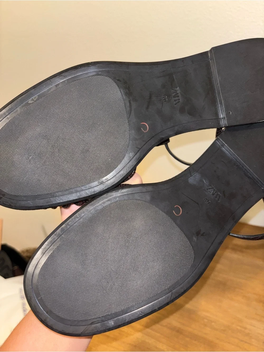 Zara Dark Brown Woven Leather Sandals - Picture 5 of 6